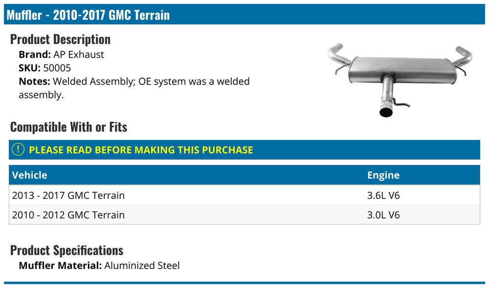 1012 EQUINOX/TERRAIN MUFFLER WELDED ASSEMBLY