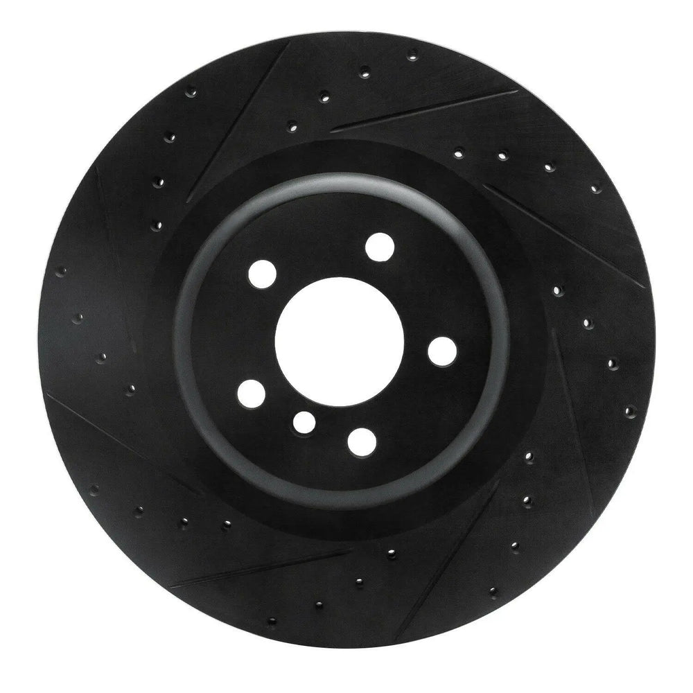 R1 Concepts Brake Rotor Drilled and Slotted Silver Fits BMW X5