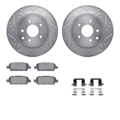 DFC 05-25 Infiniti EX37 Rear Drilled & Slotted Silver Rotors with 5000 Advanced Pads w/Hardware