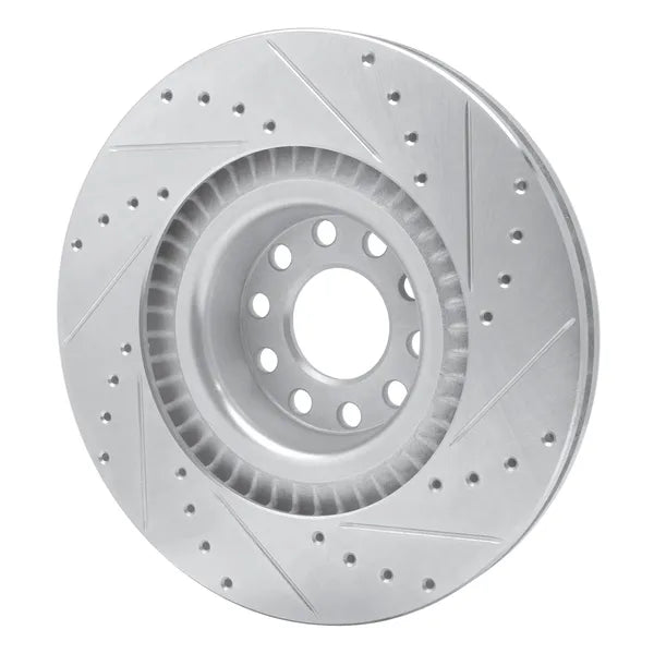 R1 Concepts Brake Rotor Drilled and Slotted Silver Fits Audi S8