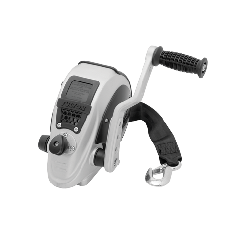 WINCH HAND CRANK SINGLE SPEED W 20 STRAP AND HOOK; 2000 LBS PACKAGED