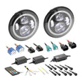 MOTORCYCLE 7 INCH ROUND W/ANGEL EYE HALO BLACK FRONT 6-LED H