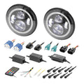 MOTORCYCLE 7 INCH ROUND W/ANGEL EYE HALO BLACK FRONT 6-LED H