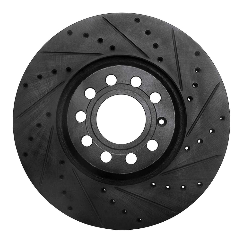 R1 02-08 Mercedes-Benz Slk55 AMG Front Left Drilled & Slotted Black Brake Rotor