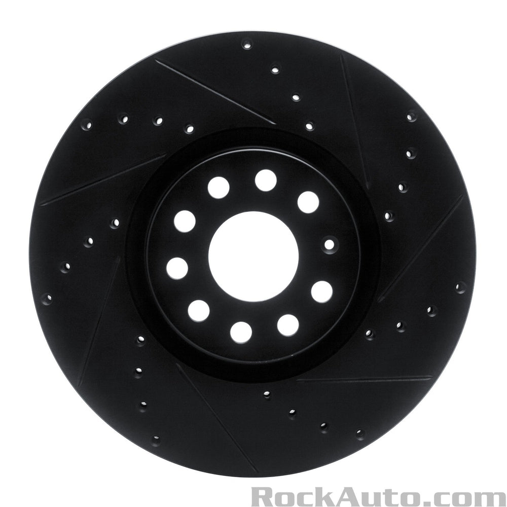R1 18-25 Volkswagen ATLAS Front Right Drilled & Slotted Black Brake Rotor