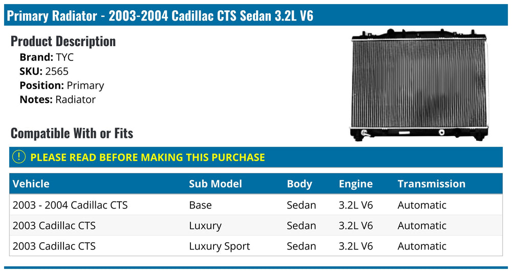 0304 CD C.T.S 3.2L V6 AT 1R PA RAD