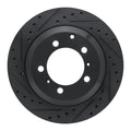 R1 -25 Audi e-Tron GT Rear Left Drilled & Slotted Black Brake Rotor