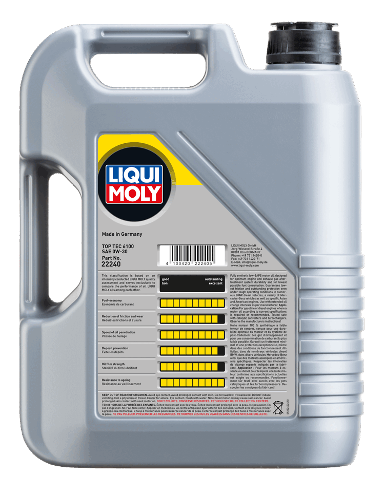 LIQUI MOLY 5L Top Tec 6100 Motor Oil SAE 0W30