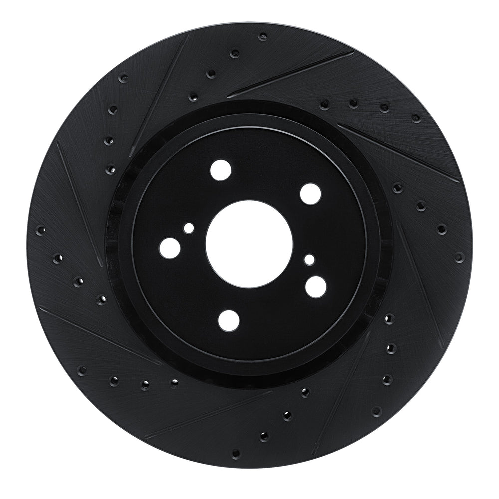 R1 21-25 Toyota SIENNA Front Left Drilled & Slotted Black Brake Rotor