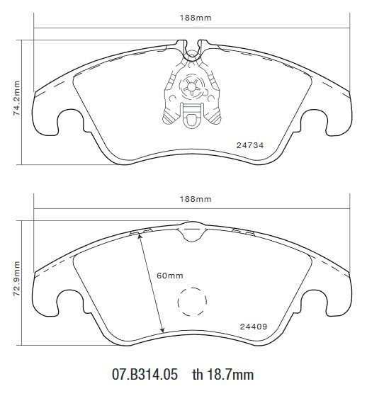 Brembo 07-15 Audi A4 HP2 Pads - Front
