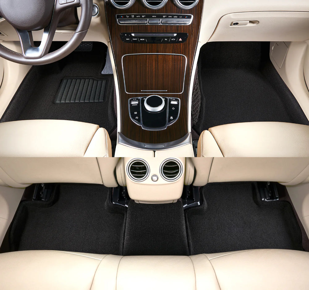 3D ELEGANT FLOOR MAT 2 ROW SET BLCK