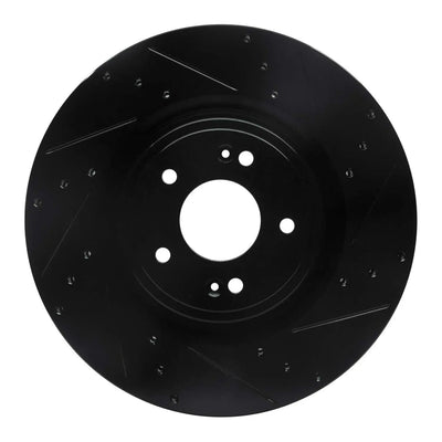 R1 18-22 Genesis G70 Front Right Drilled & Slotted Black Brake Rotor