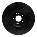 R1 18-22 Genesis G70 Front Right Drilled & Slotted Black Brake Rotor