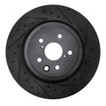 R1 15-22 Lexus RC F Right Rear Drilled & Slotted Black Brake Rotor