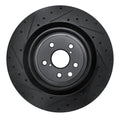 R1 15-22 Lexus RC F Right Rear Drilled & Slotted Black Brake Rotor