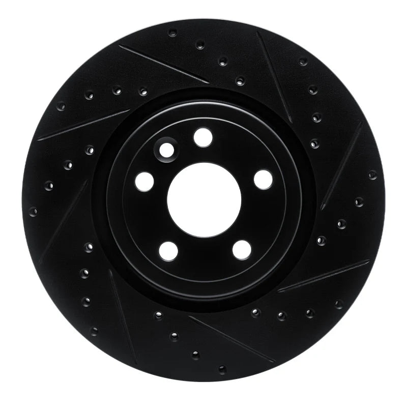 R1 17-19 Jaguar F-Pace Front Right Drilled & Slotted Black Brake Rotor