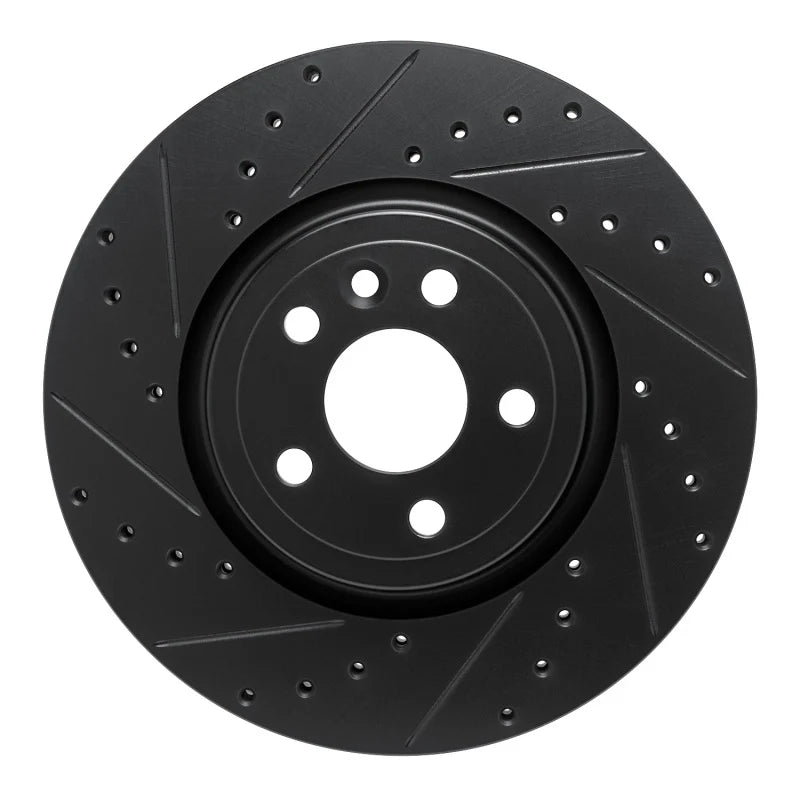 R1 17-19 Jaguar F-Pace Front Left Drilled & Slotted Black Brake Rotor