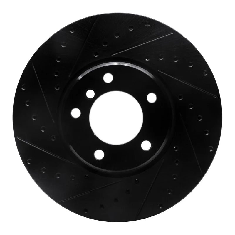 R1 95-01 BMW 750IL Front Left Drilled & Slotted Black Brake Rotor