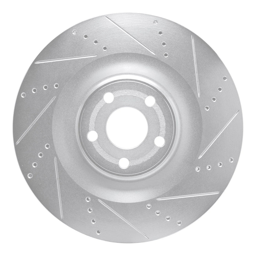 R1 21-25 Ford Mustang Mach-E Front Right Drilled & Slotted Black Brake Rotor