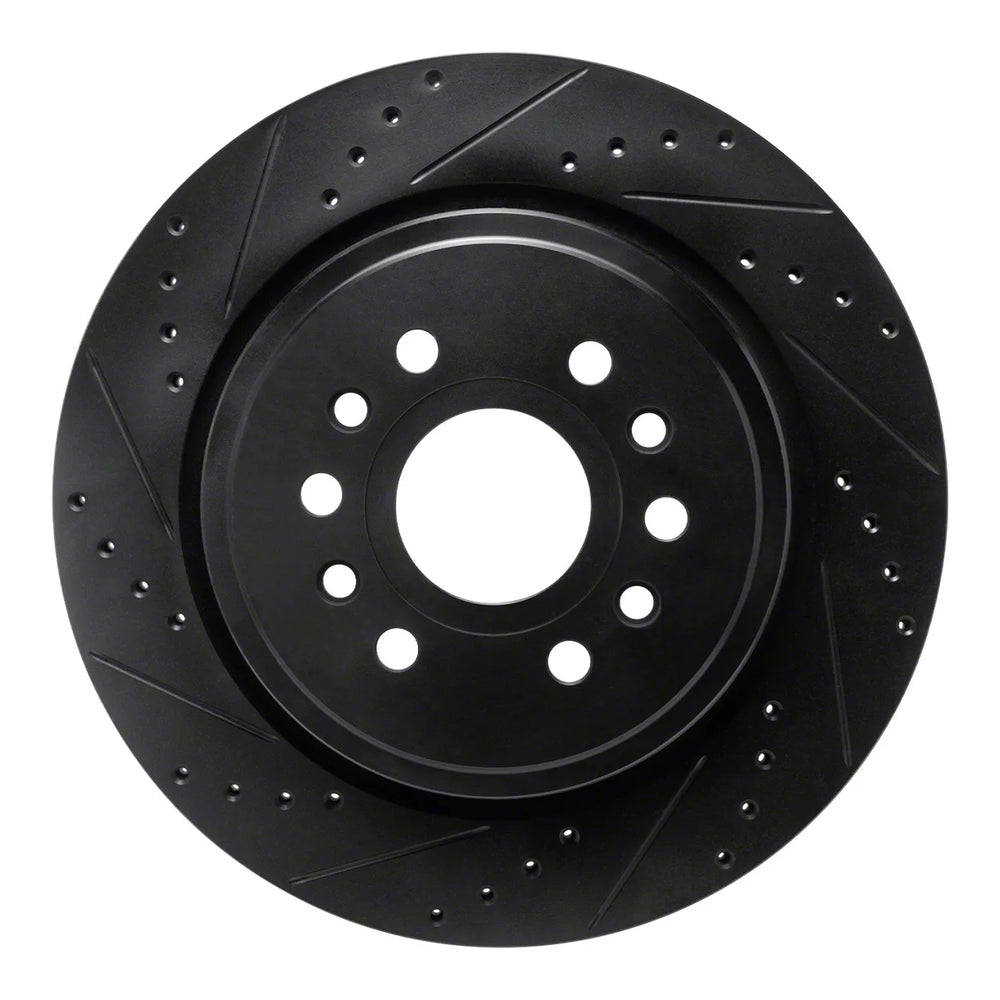 R1 21-25 Jeep Wagoneer L Rear Left Drilled & Slotted Black Brake Rotor