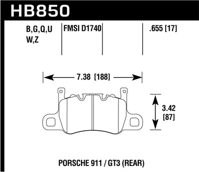 ~(6.2 lbs. 9X4X3)~ D1740-8963 Porsche 911 GT3 (Rear) - Motorsports Brake Pads