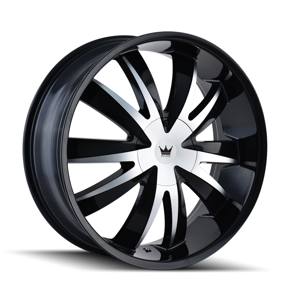 ~(32 lbs. 20X20X10)~ MAZZI EDGE GLOSS BLACK/MACHINED FACE 18X7.5 5-100/5-105 40MM 72.62MM