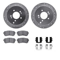 R1 10-16 Hyundai Tucson Rear Drilled & Slotted Silver Brake Rotor Set w/Optimum OE Pads and Hardware