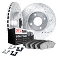 DFC 98-98 Mitsubishi Galant Front Drilled & Slotted Silver Rotors with 5000 Advanced Pads w/Hardware