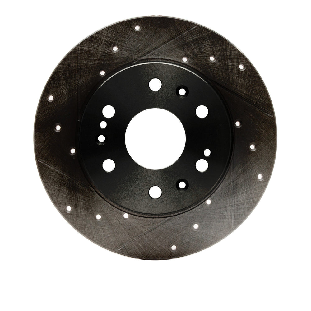 R1 05-20 Cadillac XTS Front Left Drilled & Slotted Black Brake Rotor