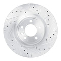 R1 18-24 Land Rover Discovery Front Right Drilled & Slotted Silver Brake Rotor