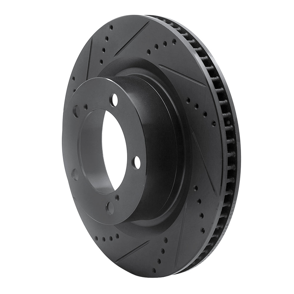 R1 07-22 Lexus LX570 Front Left Drilled & Slotted Black Brake Rotor