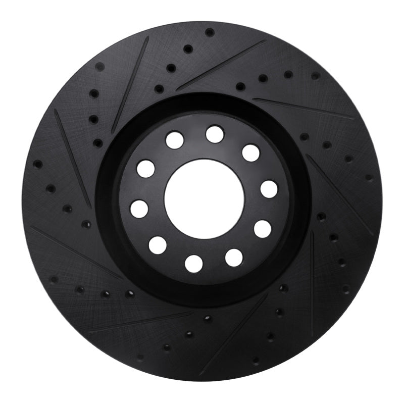 R1 91-99 Mercedes-Benz 400Se Front Left Drilled & Slotted Black Brake Rotor