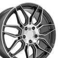 19 IN REPLICA WHEEL FITS CHEVROLET C8 CORVETTE CV03D GUNMETAL MACHINED 19X8.5