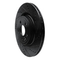 R1 2017-2020 Jaguar I-Pace Rear Right Drilled & Slotted Black Brake Rotor