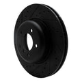 R1 04-10 BMW 550I Front Left Drilled & Slotted Black Brake Rotor