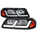 LED BAR HEADLIGHT MATTE BLACK HOUSING CLEAR LENS - USES STOCK BULBS