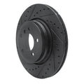 R1 05-08 BMW 760I Rear Left Drilled & Slotted Black Brake Rotor