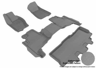 3D MAXpider 2006-2010 Jeep Commander Kagu 1st & 2nd & 3rd Row Floormats - Gray