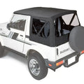 ~(12 lbs. 32X9X9)~ Replace-a-Top Fabric-only Soft Top Black Denim Suzuki 86-94 Samurai; No door skins included; Clear side and rear windows
