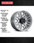 Aluminum Wheels 16x8 Outlander 944GS Greystone Gray 0 Offset 5 on 127 Bolt Pattern 78.1 Bore Raceline