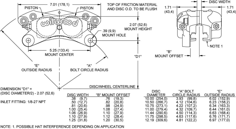 Wilwood Caliper-Forged Dynalite-Red 1.38in Pistons .81in Disc