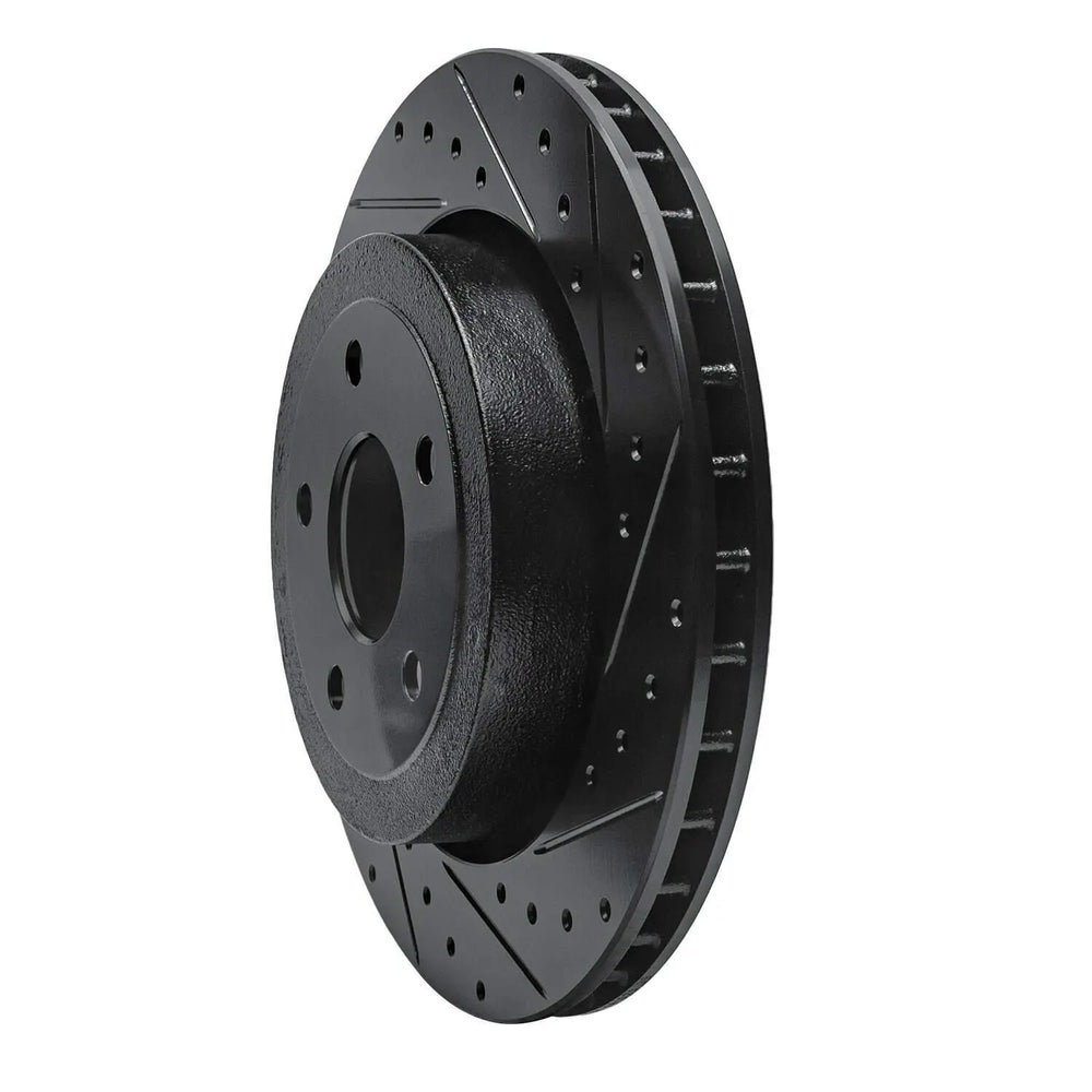 R1 06-10 Jeep Grand Cherokee Rear Right Drilled & Slotted Black Brake Rotor