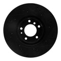 R1 93-97 BMW 850CI Front Left Drilled & Slotted Black Brake Rotor