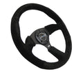 NRG Reinforced Steering Wheel (350mm / 2.5in. Deep)Blk Alcantara Comfort Grip w/4mm Matte Blk Spokes