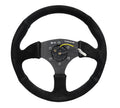 NRG Reinforced Steering Wheel (350mm / 2.5in. Deep)Blk Alcantara Comfort Grip w/4mm Matte Blk Spokes