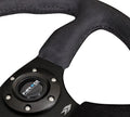 NRG Reinforced Steering Wheel (350mm / 2.5in. Deep)Blk Alcantara Comfort Grip w/4mm Matte Blk Spokes