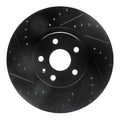 R1 08-17 Cadillac CTS Front Left Drilled & Slotted Black Brake Rotor