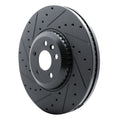 R1 20-25 Jaguar E-Pace Front Left Drilled & Slotted Black Brake Rotor