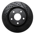 R1 12-18 Jeep Wrangler Front Right Drilled & Slotted Black Brake Rotor