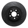 R1 2017-2025 Tesla Model 3 Rear Left Drilled & Slotted Black Brake Rotor